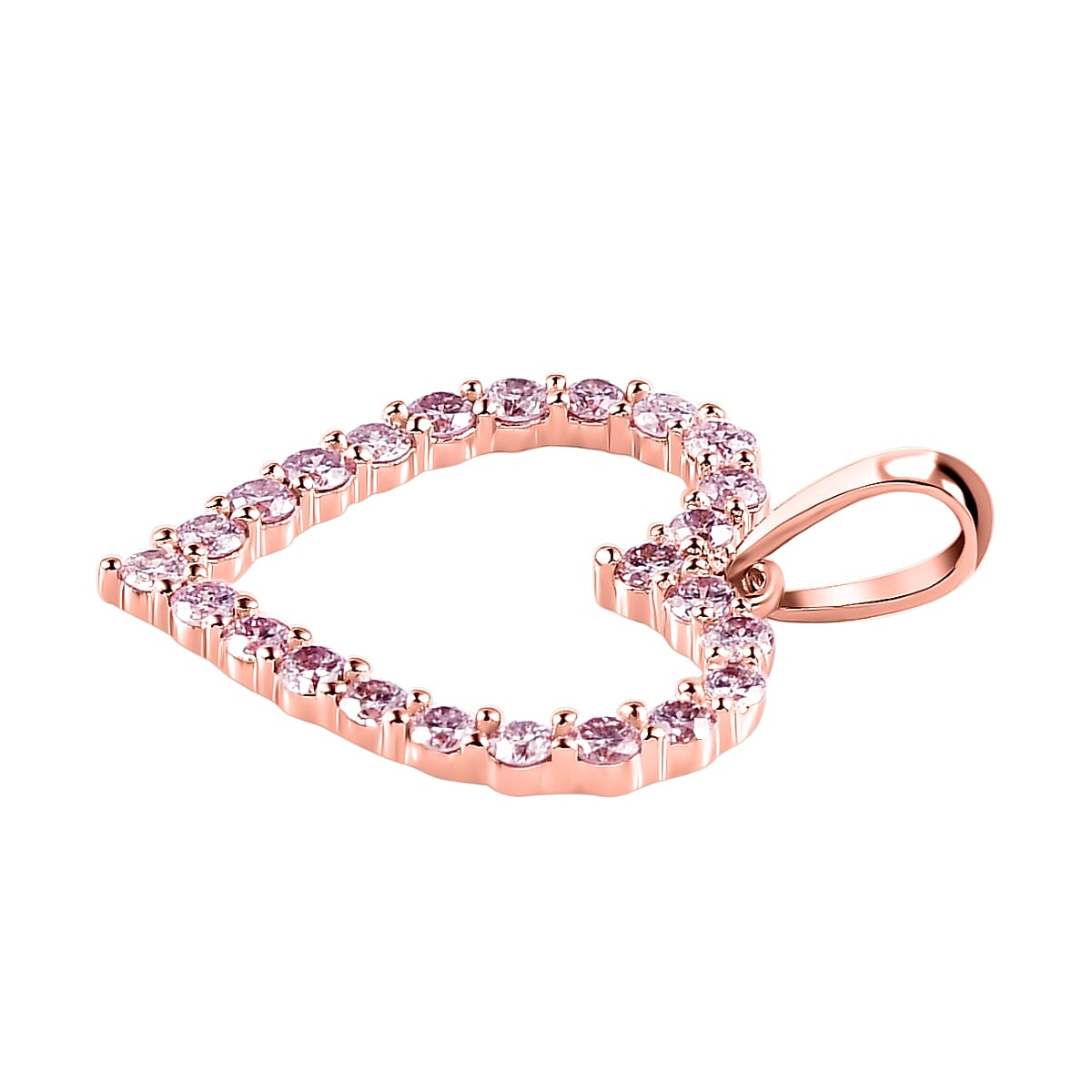14K Rose Gold SGL Certified Natural Pink Diamond Open Heart Pendant 0.50 Ct.