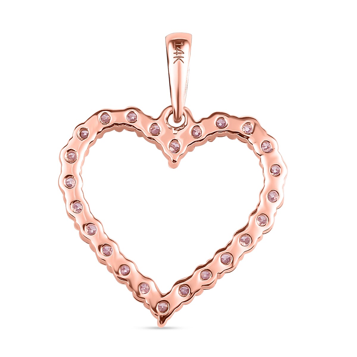 14K Rose Gold SGL Certified Natural Pink Diamond Open Heart Pendant 0.50 Ct.