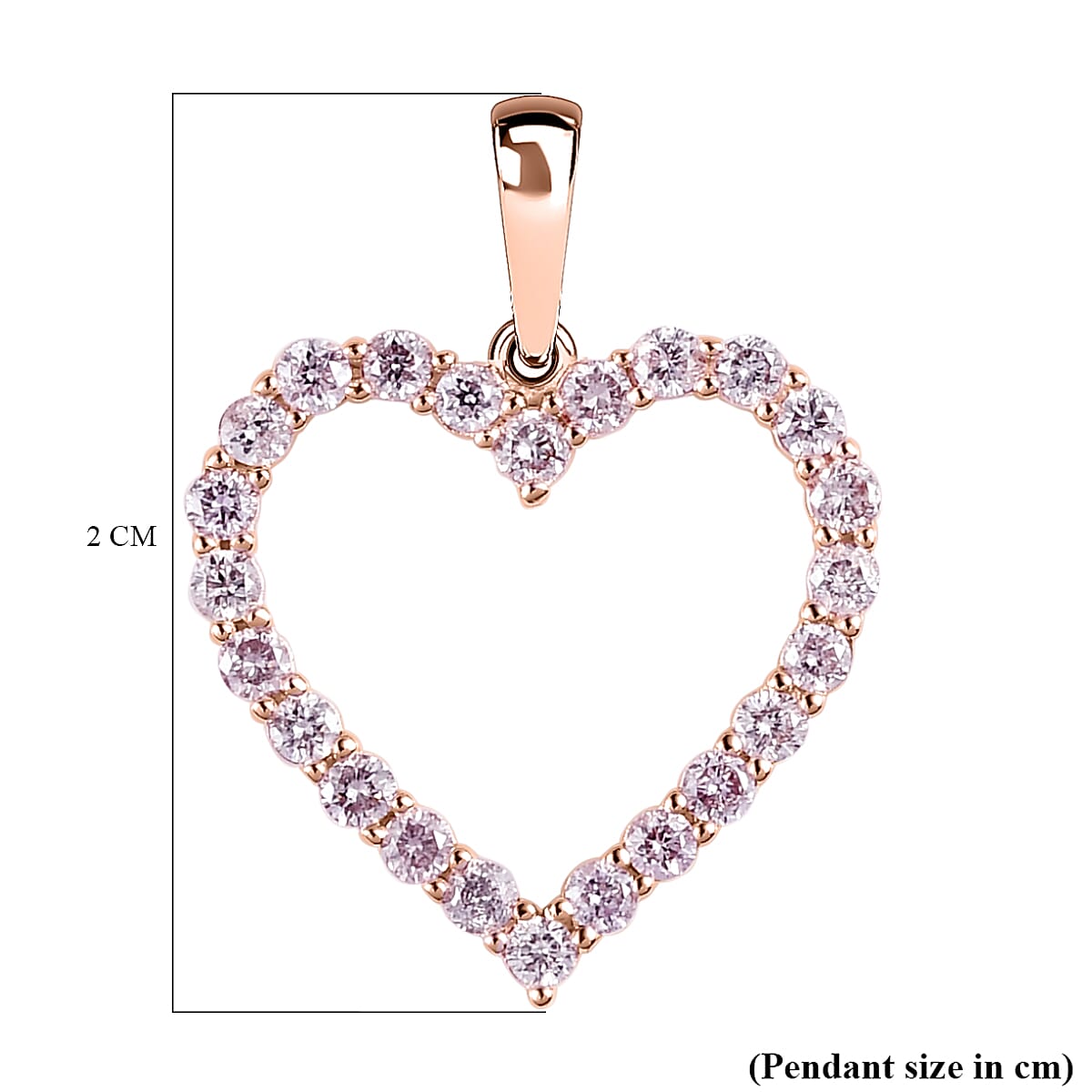 14K Rose Gold SGL Certified Natural Pink Diamond Open Heart Pendant 0.50 Ct.