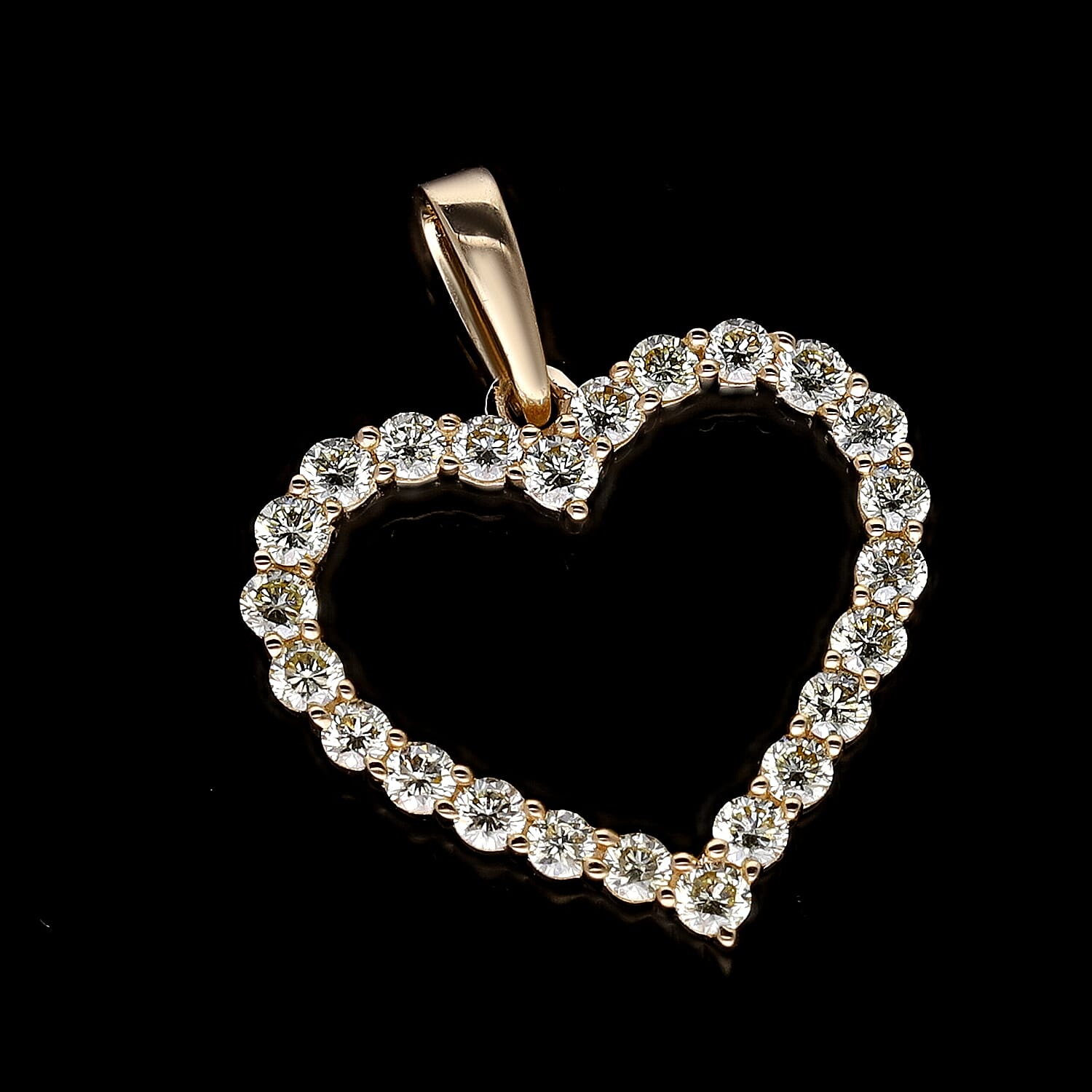 14K Yellow Gold SGL Certified Natural Yellow Diamond (SI-I1) Heart Pendant 0.50 Ct.