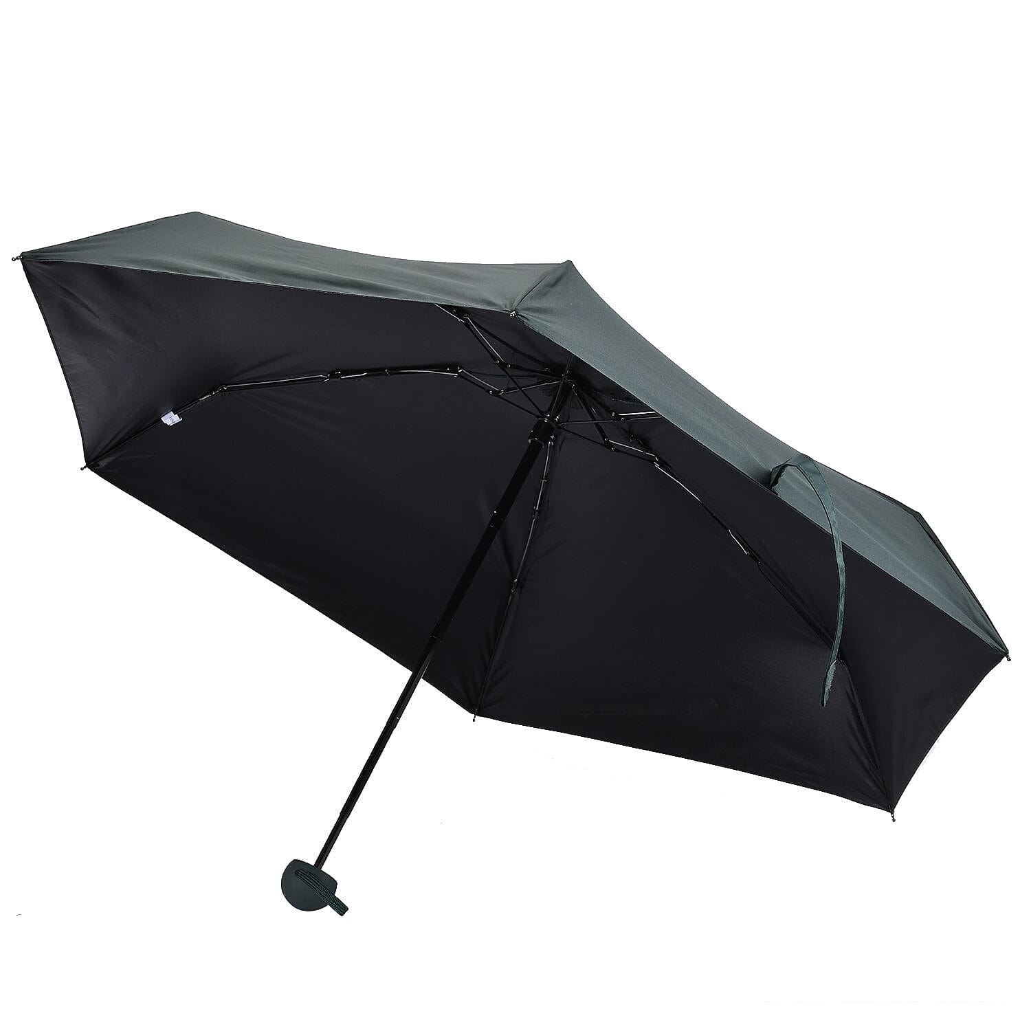 Mini 5 Fold Umbrella with Zipper Fabric Case - Dark Green