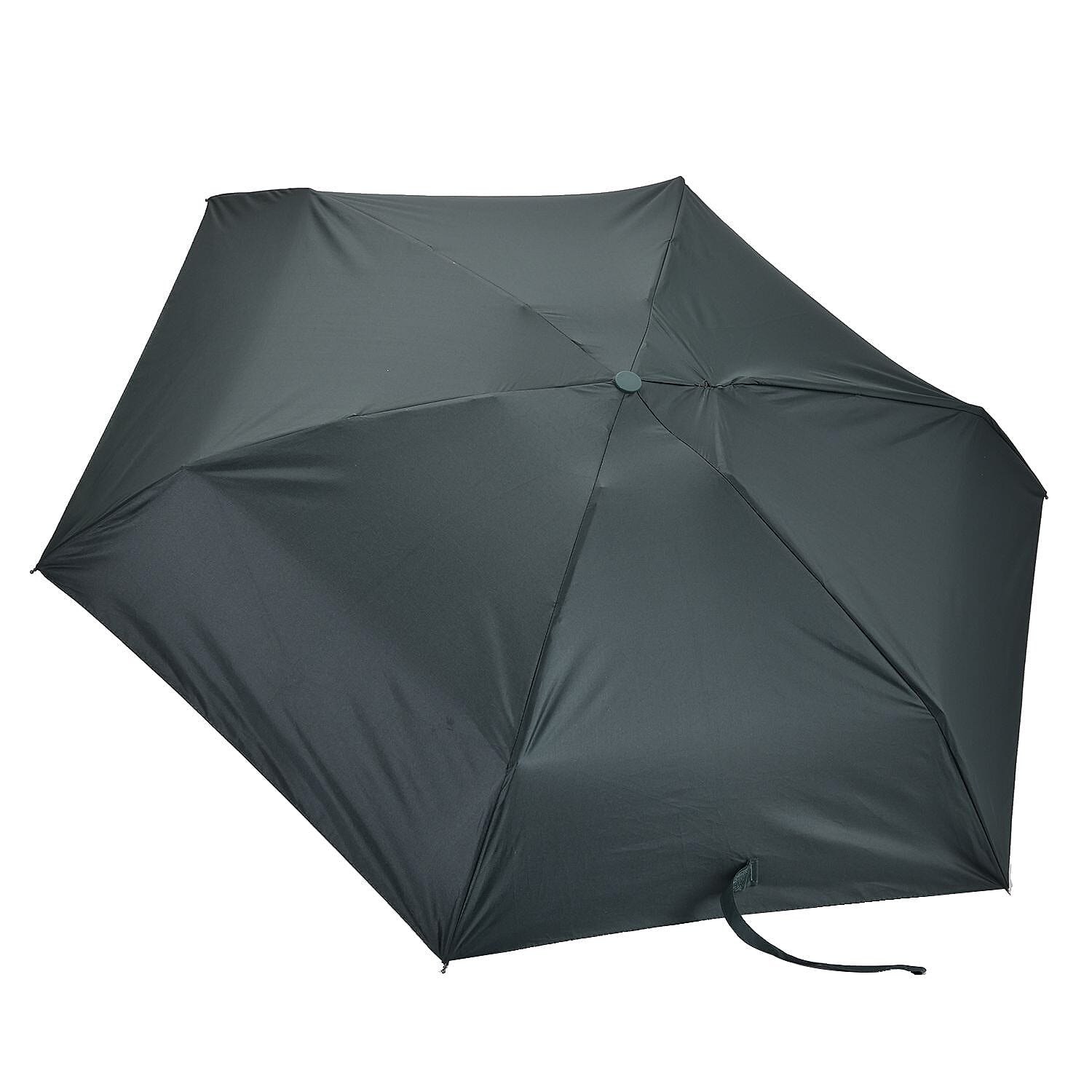 Mini 5 Fold Umbrella with Zipper Fabric Case - Dark Green