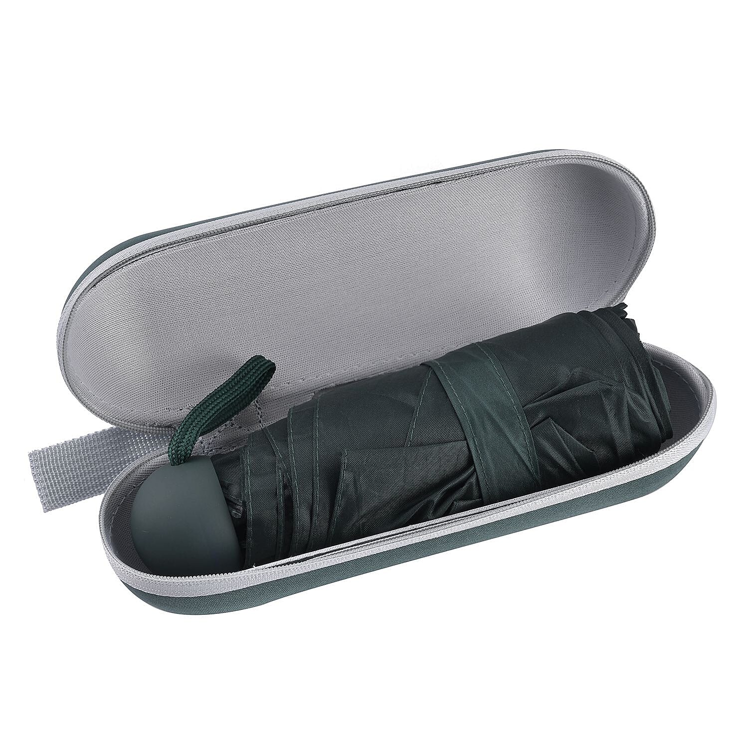Mini 5 Fold Umbrella with Zipper Fabric Case - Dark Green