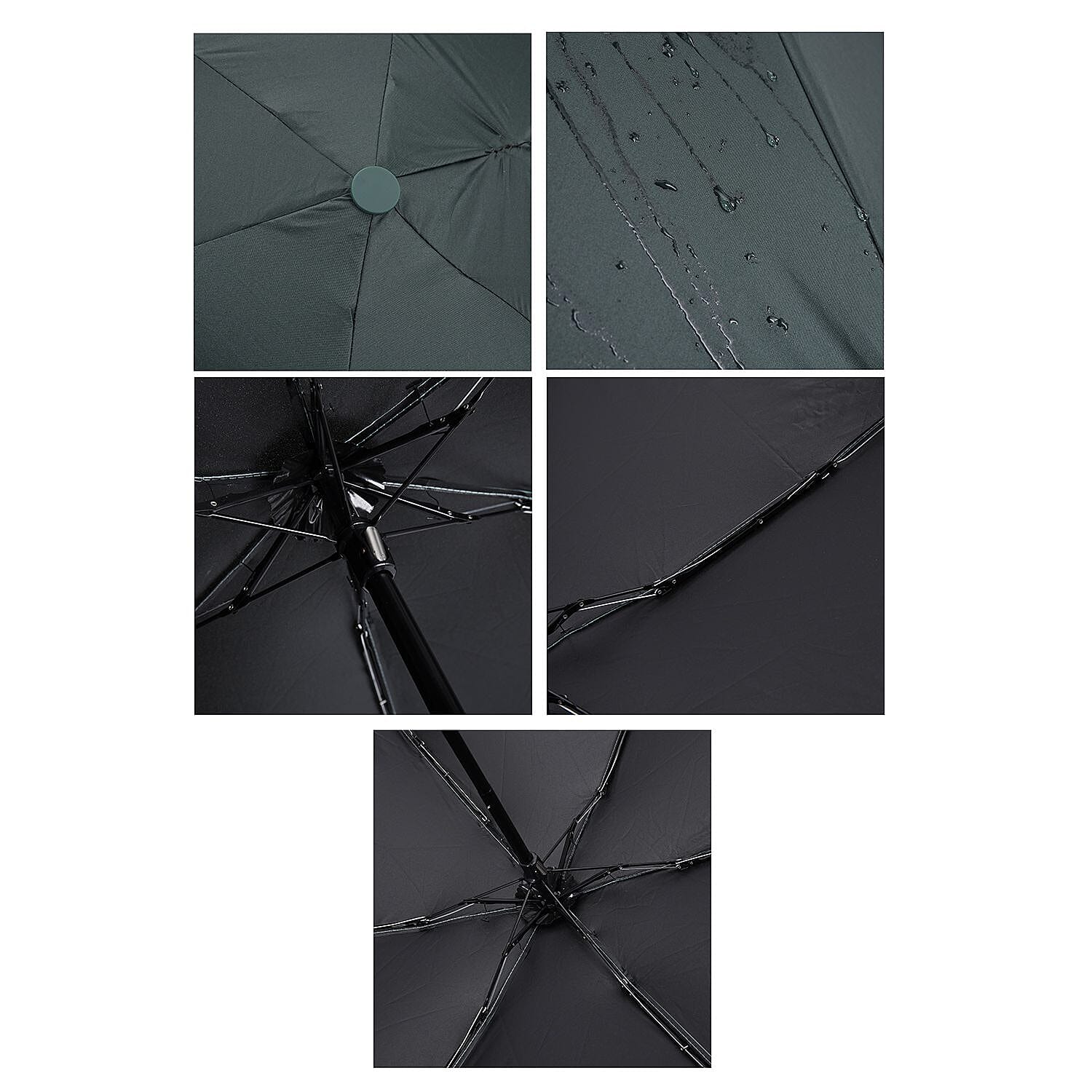 Mini 5 Fold Umbrella with Zipper Fabric Case - Dark Green