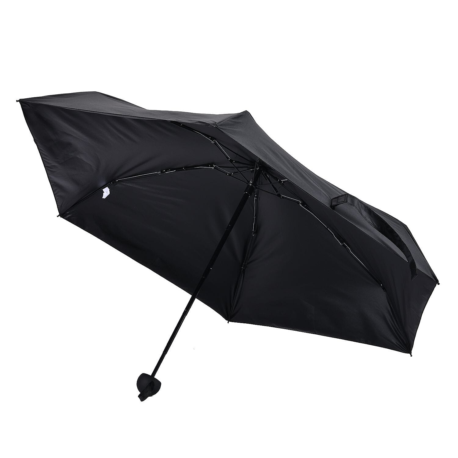 Mini 5 Fold Umbrella with Zipper Fabric Case - Black