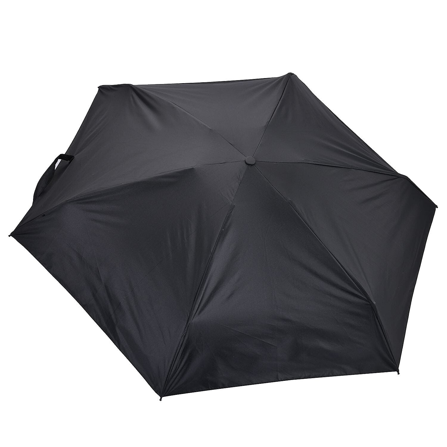 Mini 5 Fold Umbrella with Zipper Fabric Case - Black