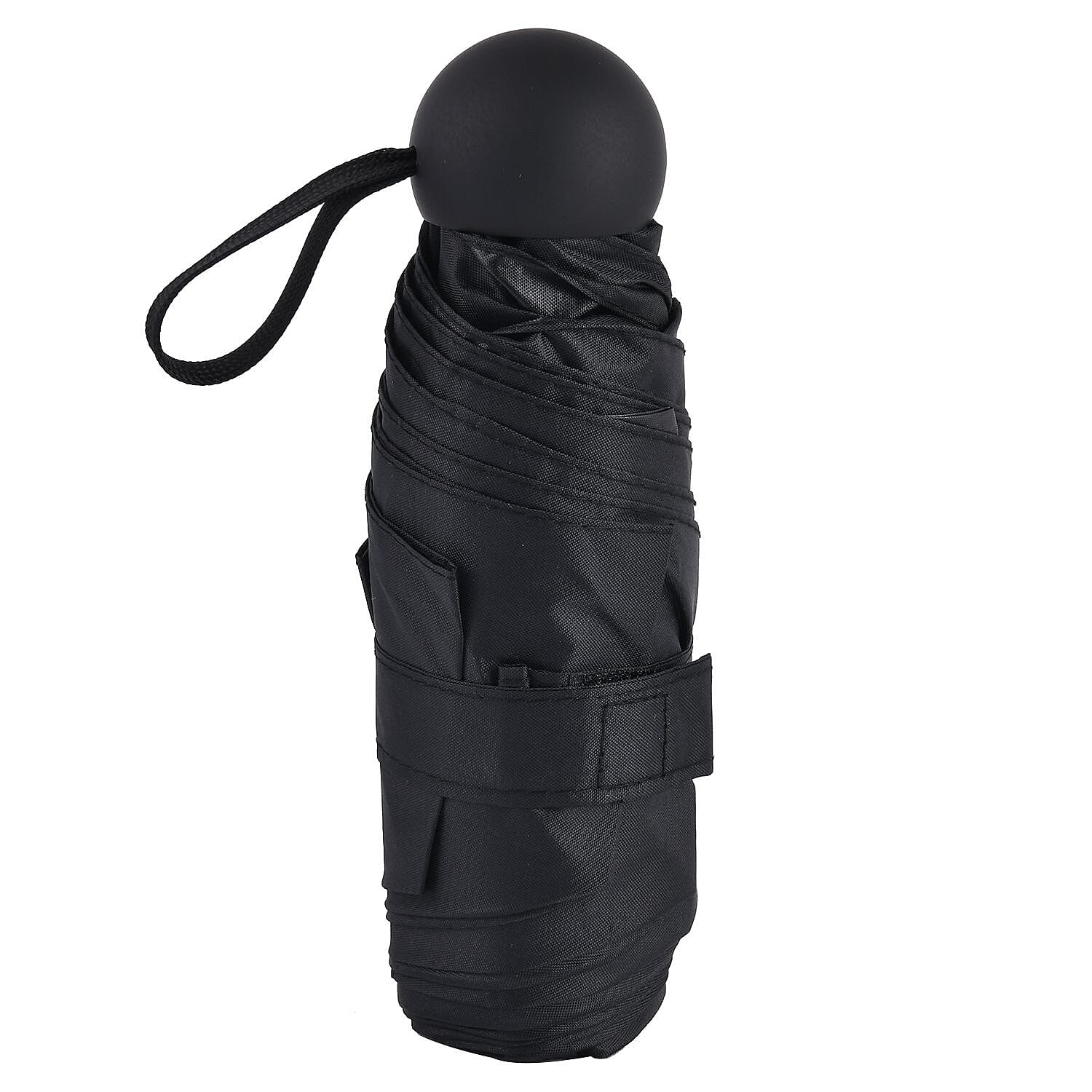 Mini 5 Fold Umbrella with Zipper Fabric Case - Black