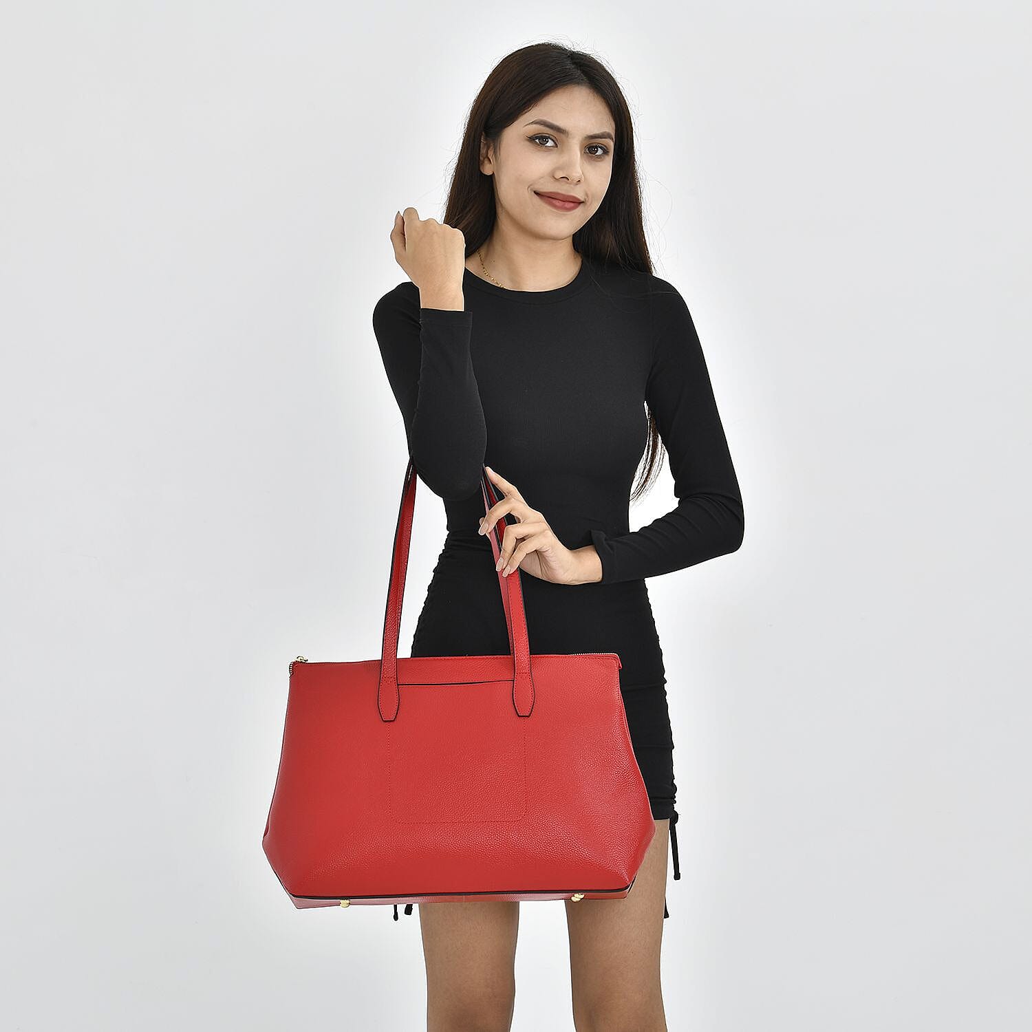 SENCILLEZ Genuine Leather Tote Bag - Light Purple