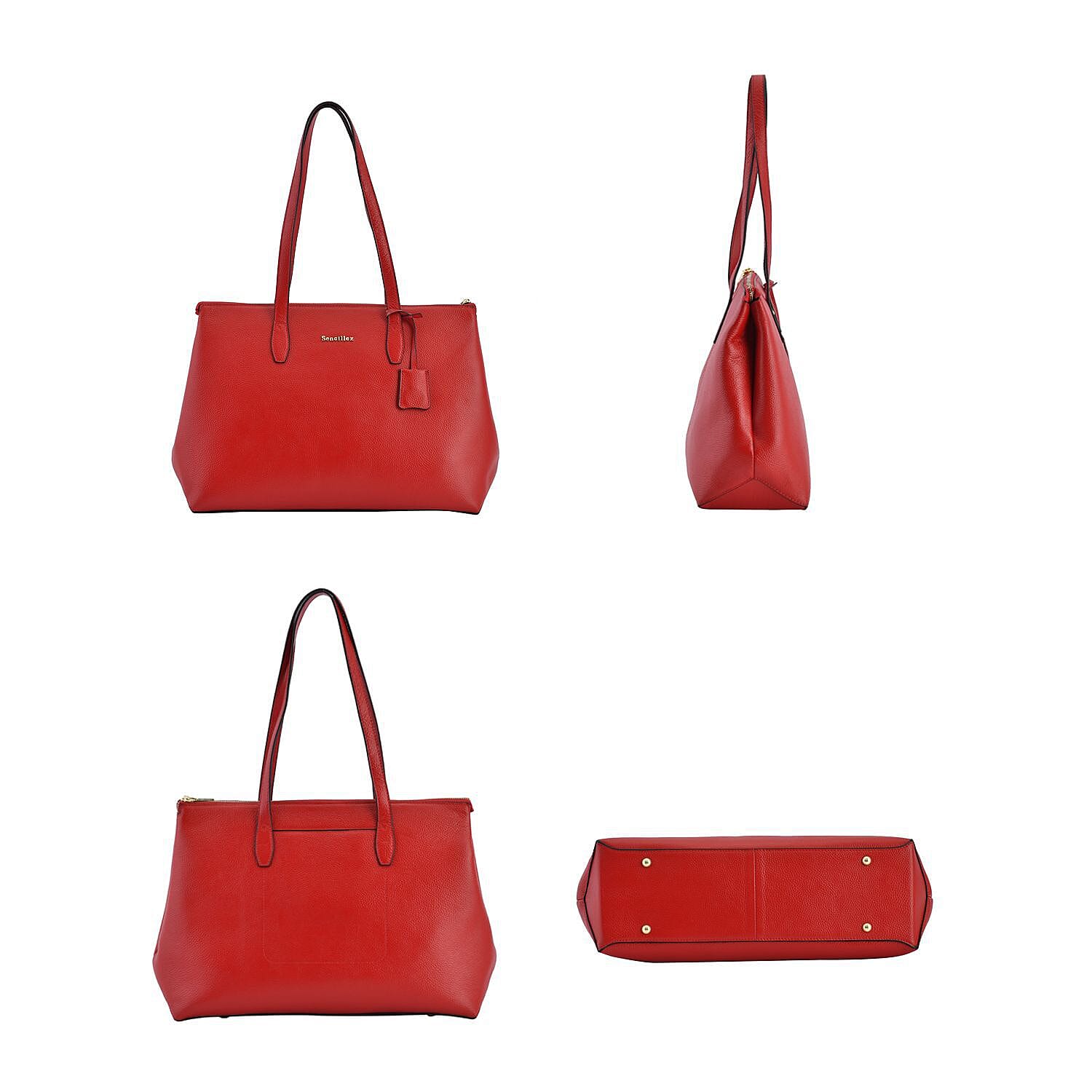 SENCILLEZ Genuine Leather Tote Bag - Light Purple