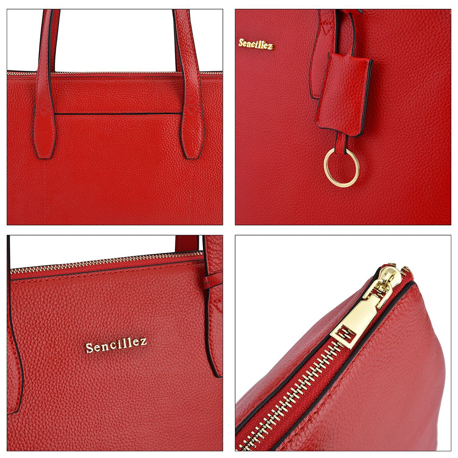 SENCILLEZ Genuine Leather Tote Bag - Light Purple