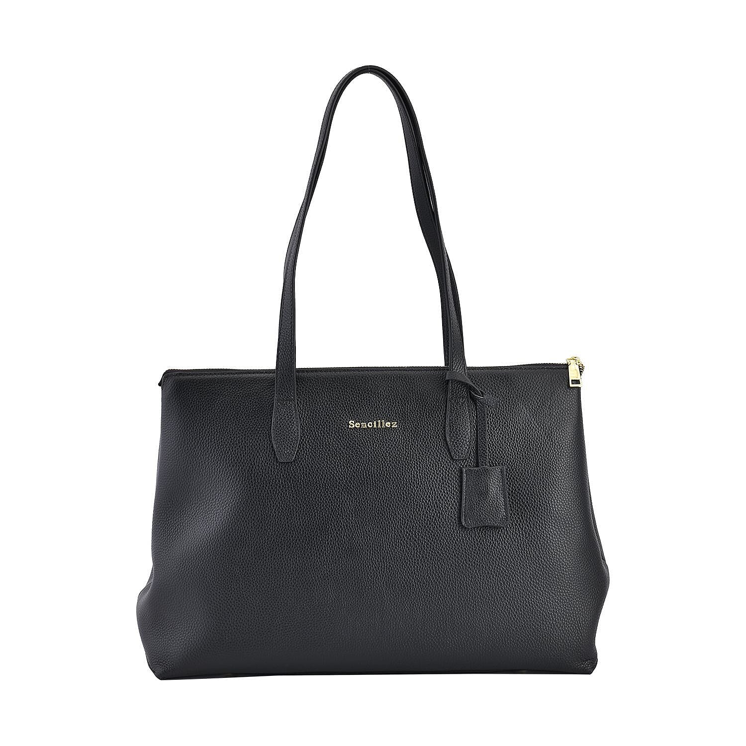 Close Out 100%  Genuine Premium Leather Bag (Size 40x29x14 Cm) - Black