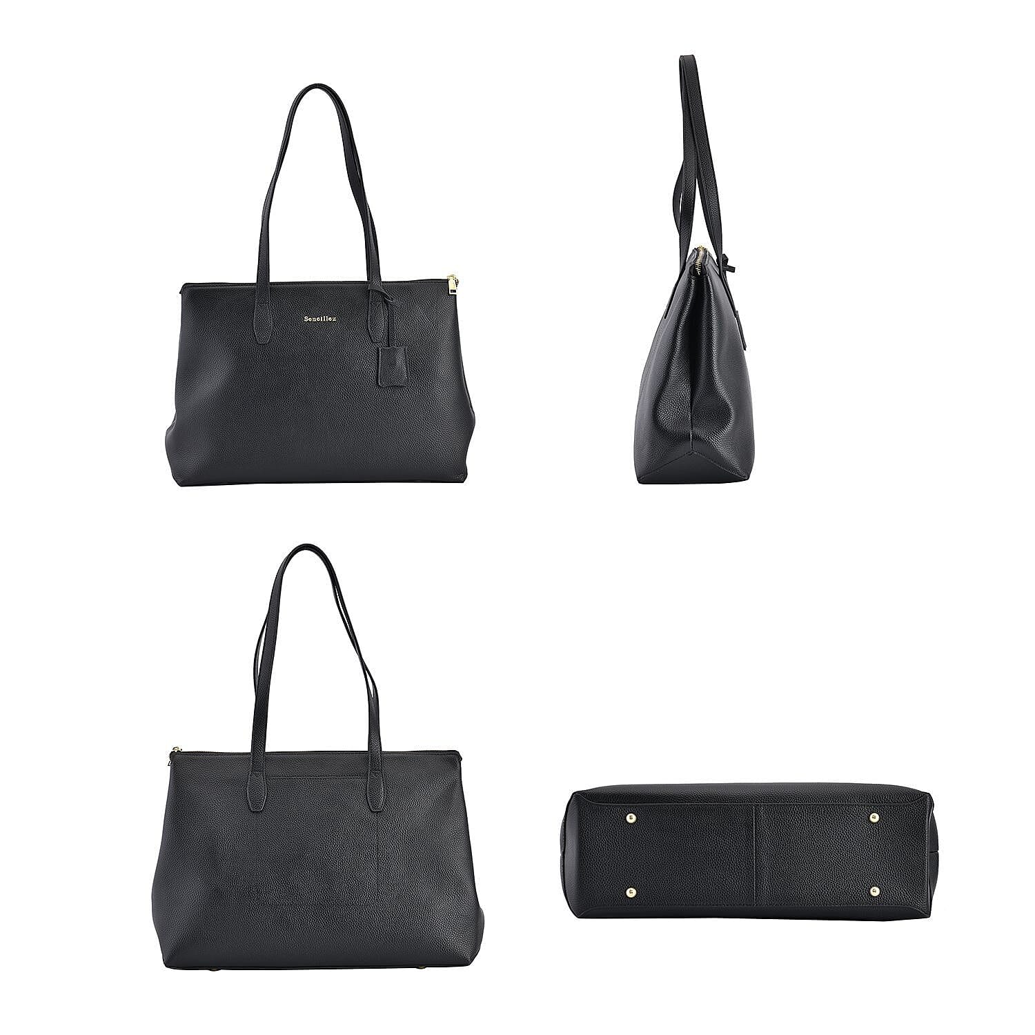 Close Out 100%  Genuine Premium Leather Bag (Size 40x29x14 Cm) - Black