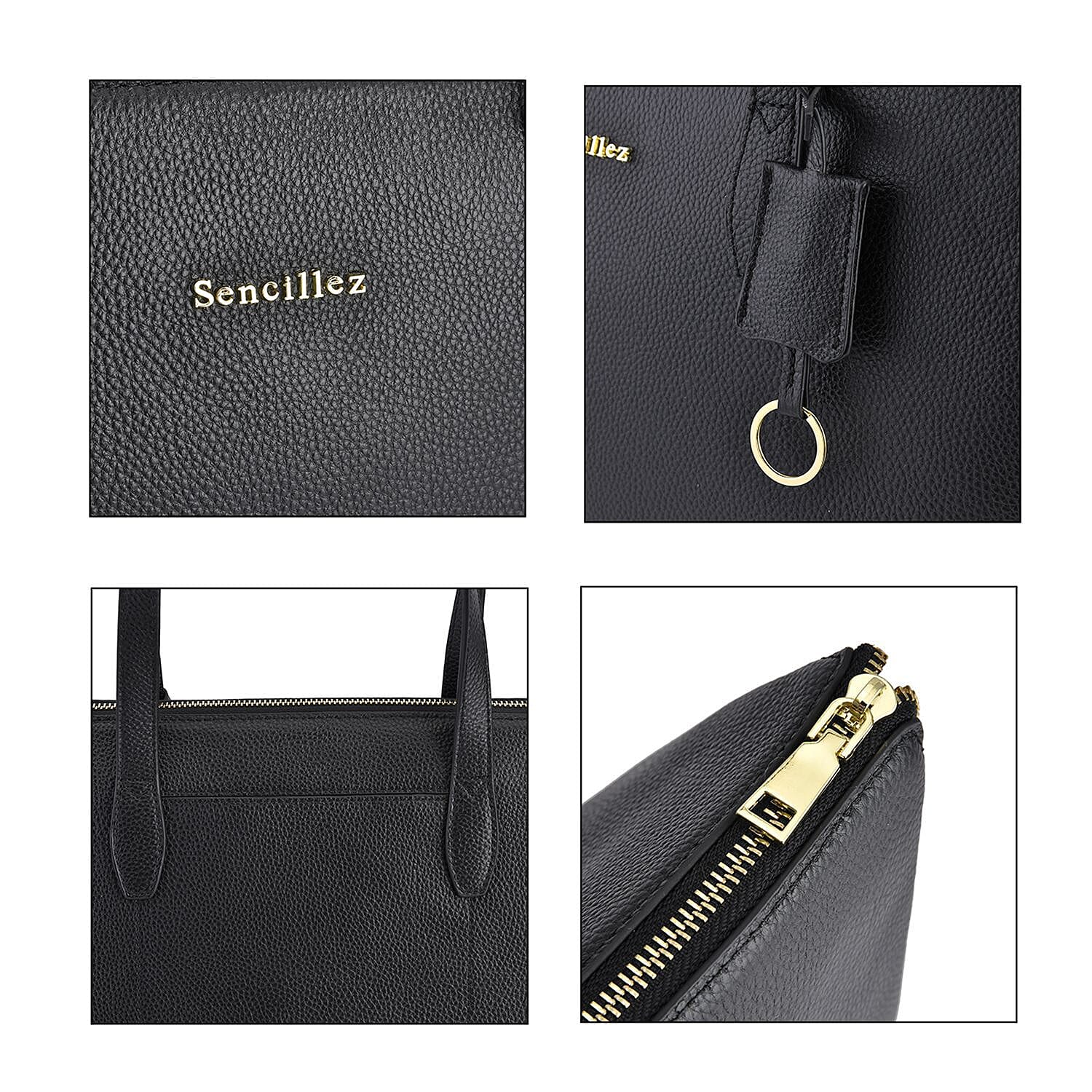 Close Out 100%  Genuine Premium Leather Bag (Size 40x29x14 Cm) - Black