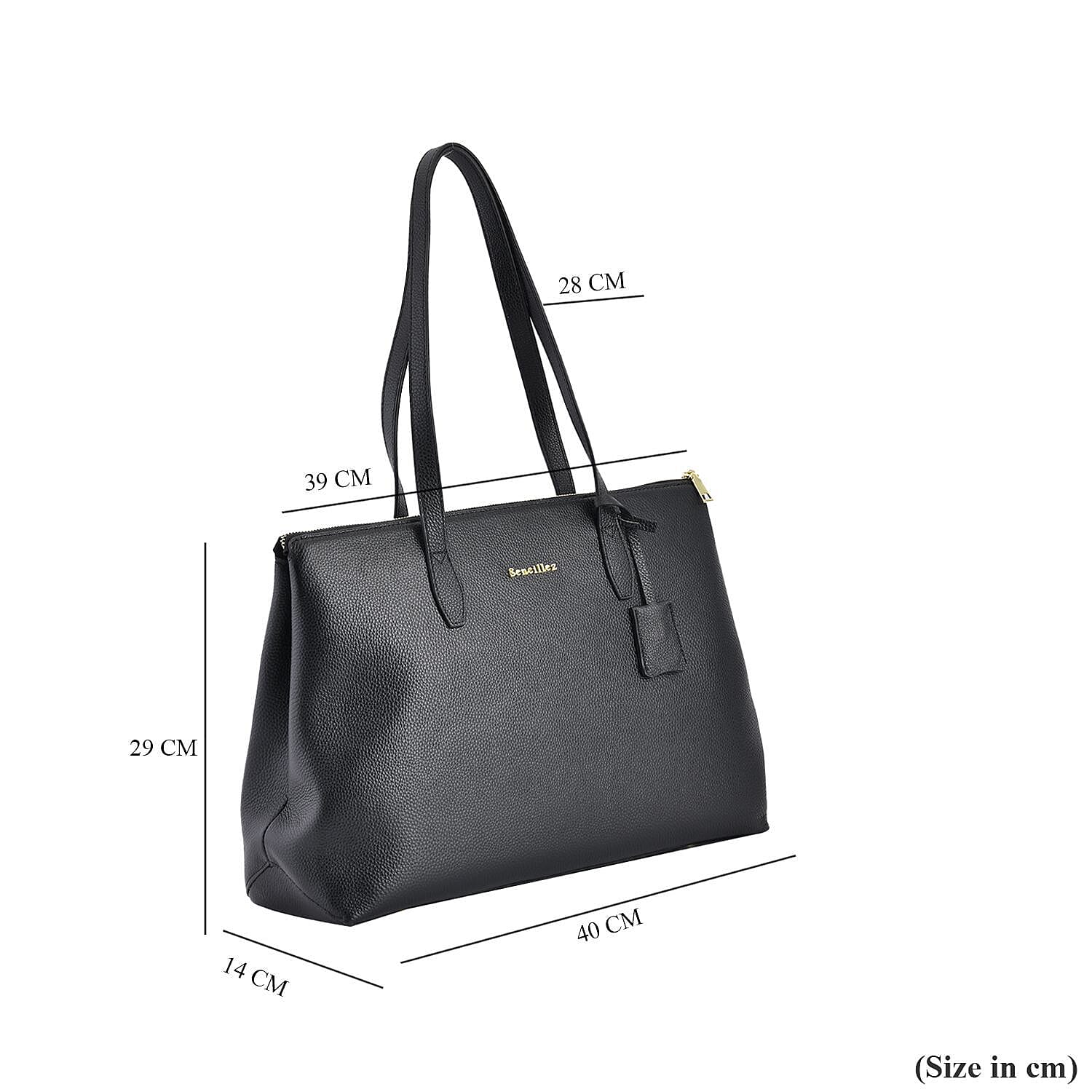 Close Out 100%  Genuine Premium Leather Bag (Size 40x29x14 Cm) - Black