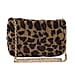 Leopard Pattern Faux Fur Shoulder Bag with Metal Chain - Beige