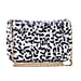 Leopard Pattern Faux Fur Shoulder Bag with Metal Chain - White
