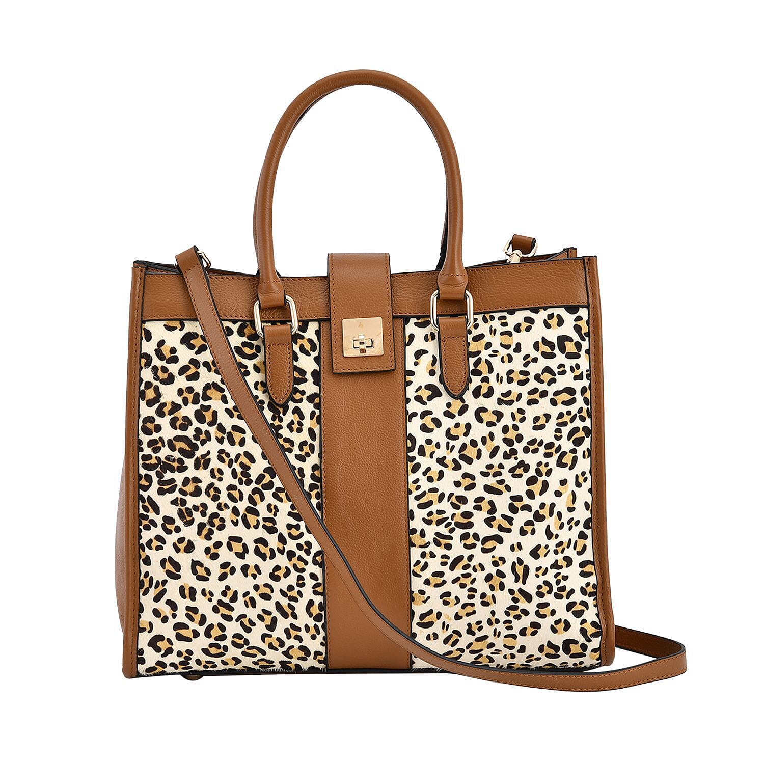 LA MAREY Leopard Pattern Genuine Leather Convertible Bag