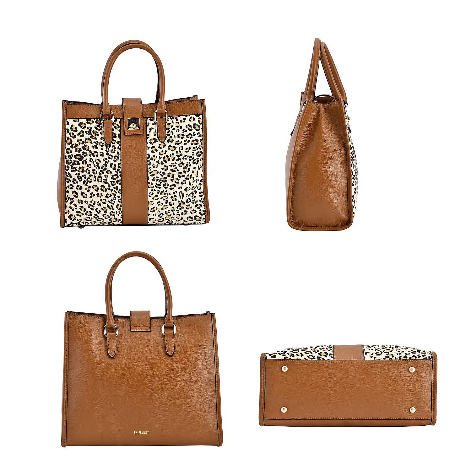 LA MAREY Leopard Pattern Genuine Leather Convertible Bag