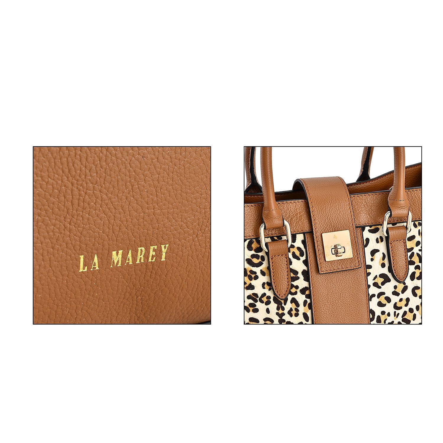 LA MAREY Leopard Pattern Genuine Leather Convertible Bag