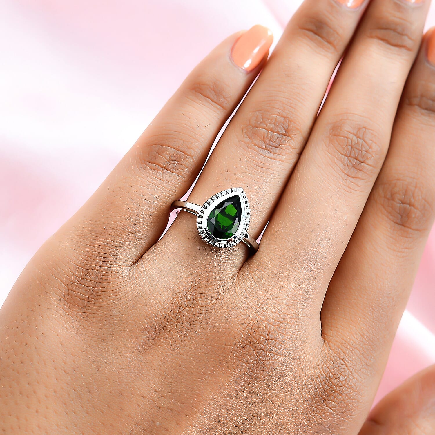 Chrome diopside clearance solitaire ring