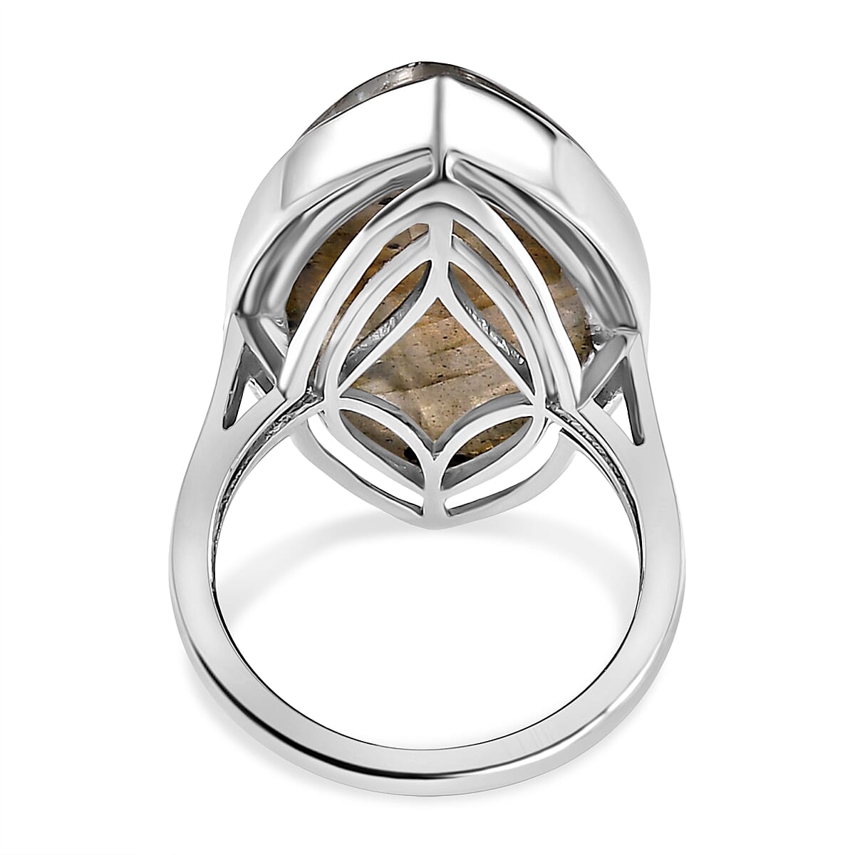 Labradorite Solitaire Ring in Platinum Overlay Sterling Silver 21.27 Ct.