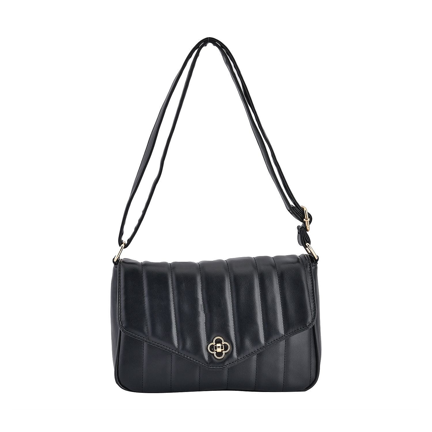 Crossbody Bag with Flap and Top Zip Closure - Blue