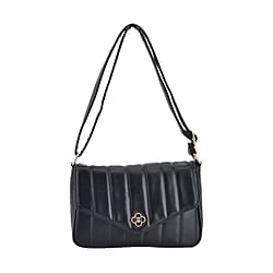 Crossbody Bag with Flap and Top Zip Closure - Blue