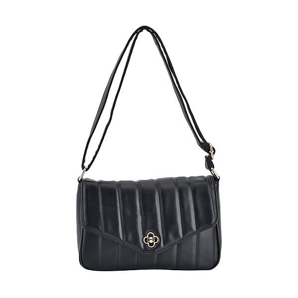Crossbody Bag with Flap and Top Zip Closure Black 1662763123 TJC