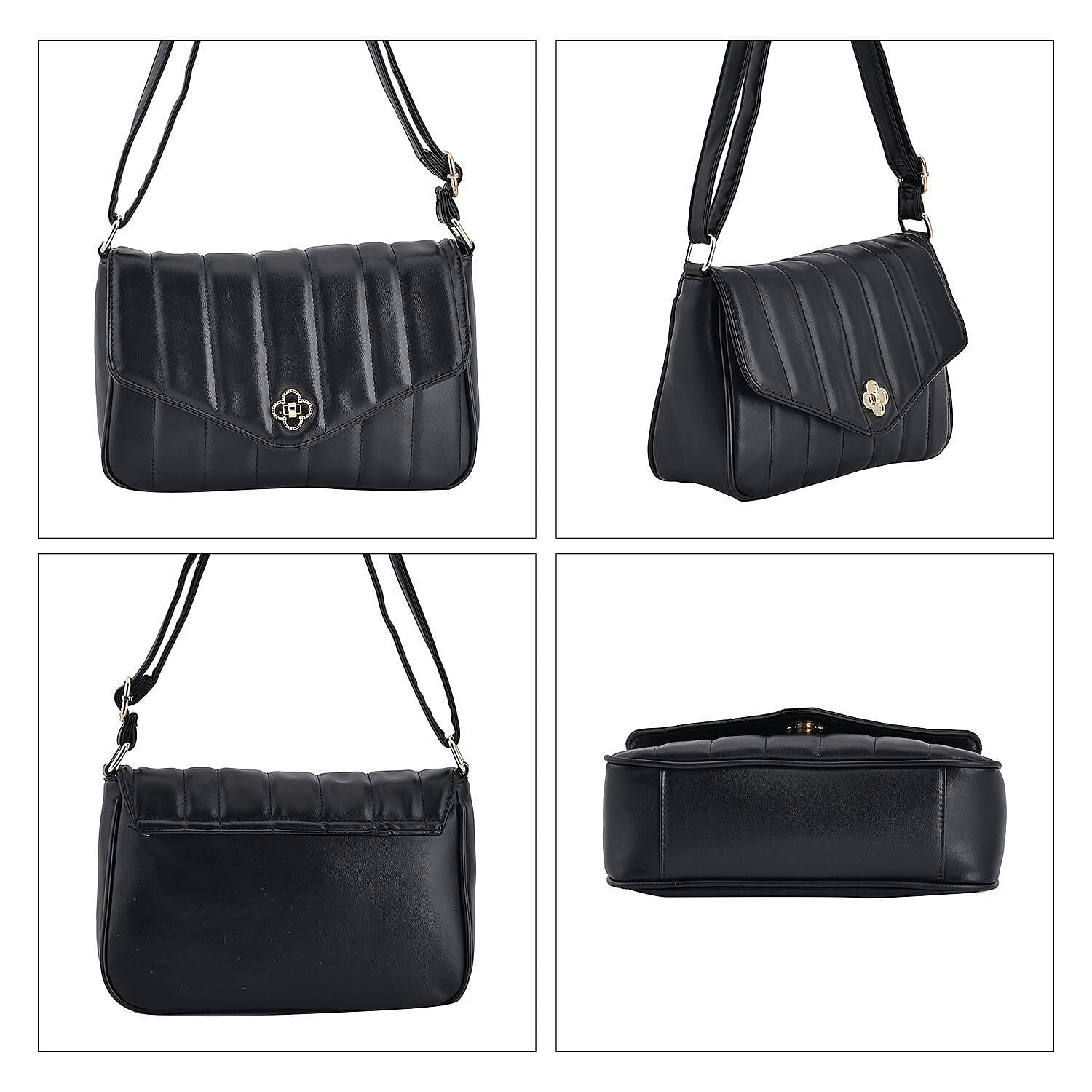 Crossbody Bag with Flap and Top Zip Closure - Blue