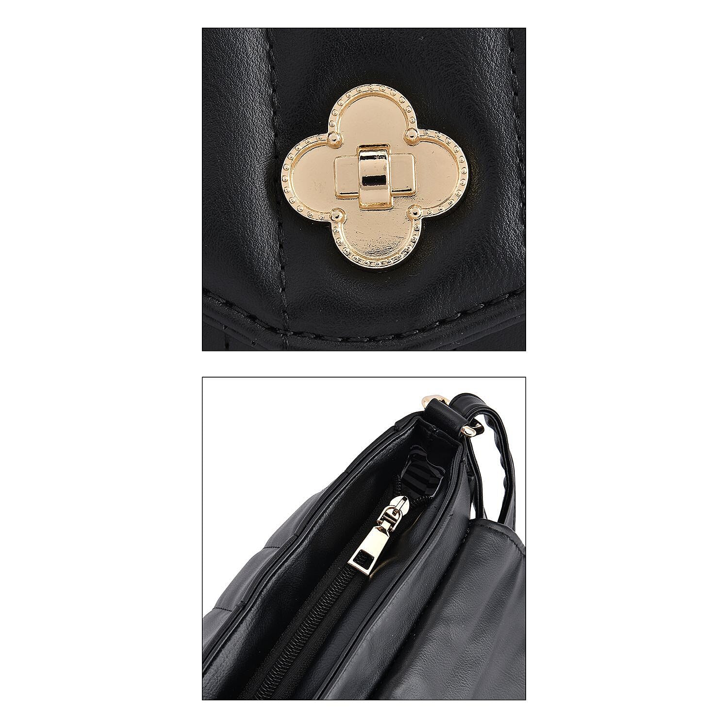 Crossbody Bag with Flap and Top Zip Closure - Blue