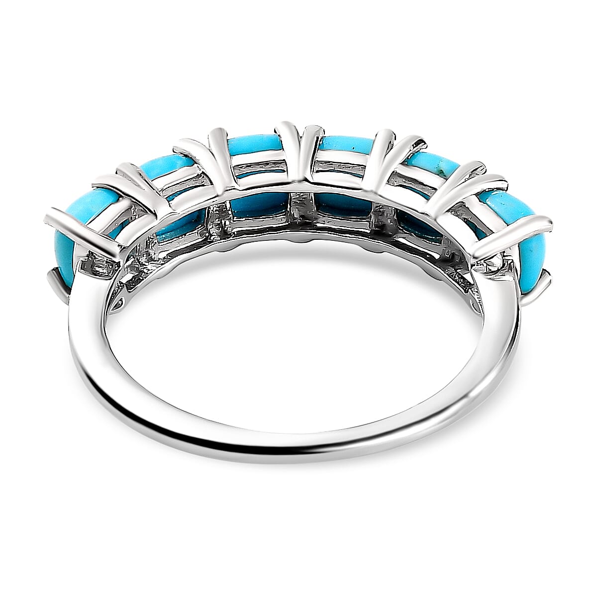 Arizona Sleeping Beauty Turquoise Ring in Platinum Overlay Sterling Silver