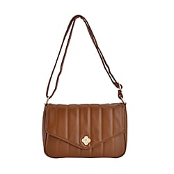 Crossbody Bag with Flap and Top Zip Closure - Blue