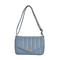 Crossbody Bag with Flap and Top Zip Closure - Blue