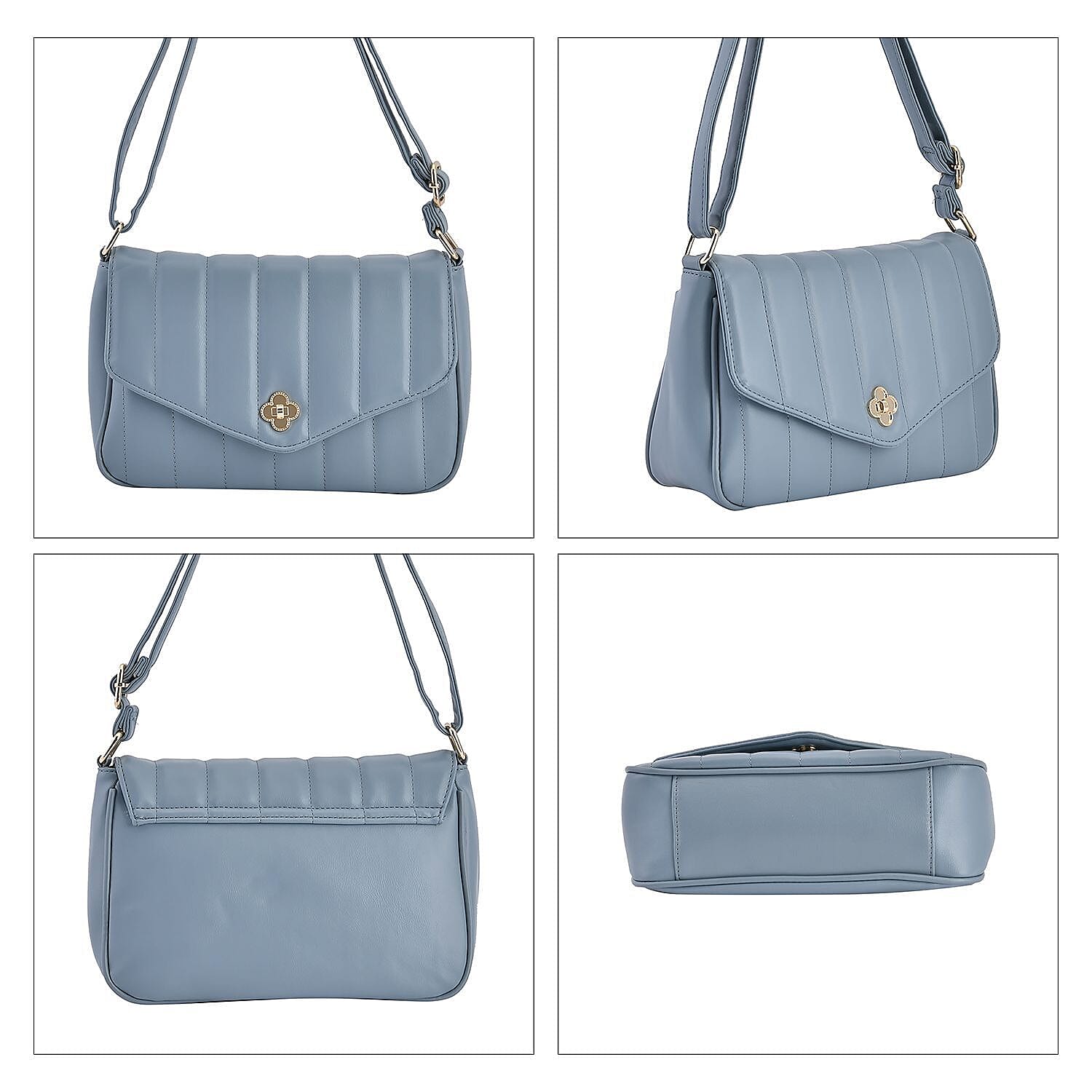 Crossbody Bag with Flap and Top Zip Closure (Size 26x17x8 Cm) - Blue