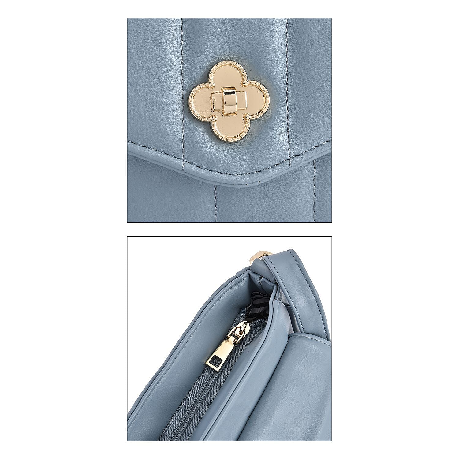 Crossbody Bag with Flap and Top Zip Closure (Size 26x17x8 Cm) - Blue