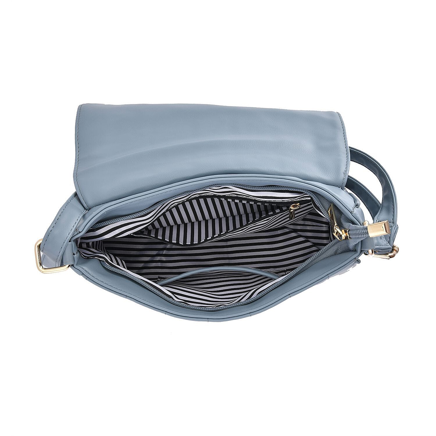Crossbody Bag with Flap and Top Zip Closure (Size 26x17x8 Cm) - Blue