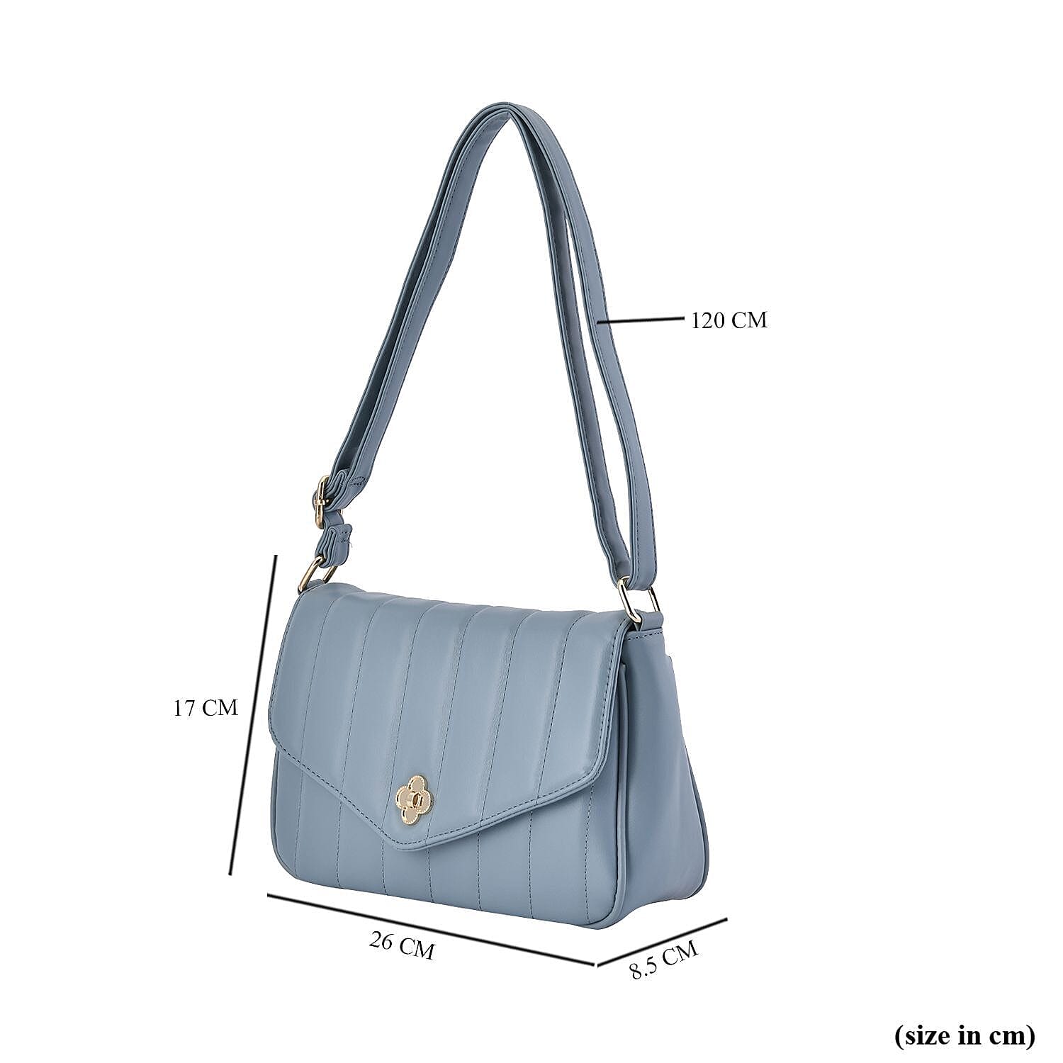 Crossbody Bag with Flap and Top Zip Closure (Size 26x17x8 Cm) - Blue