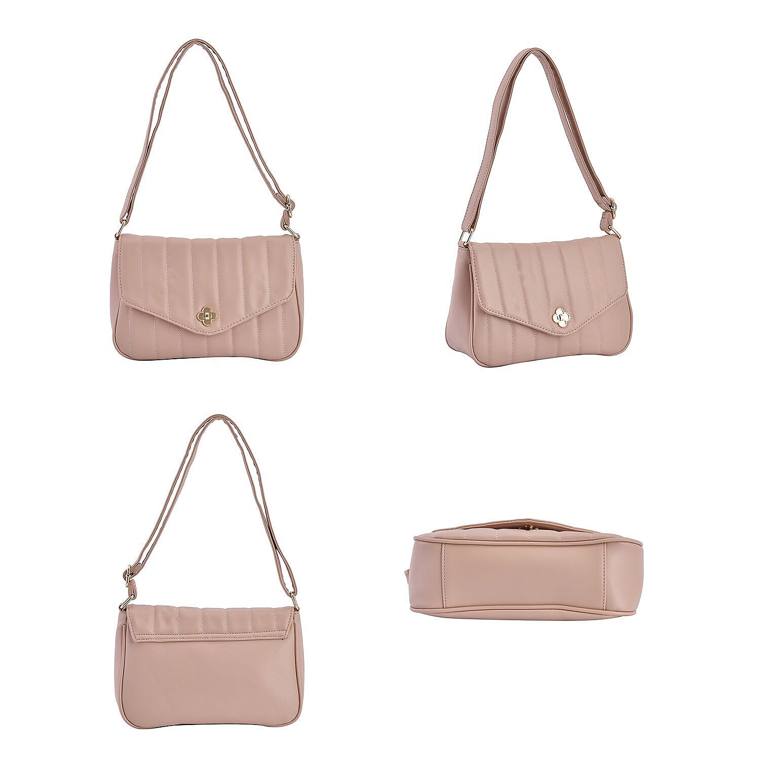 Crossbody Bag with Flap and Top Zip Closure (Size 26x17x8 Cm) - Pink