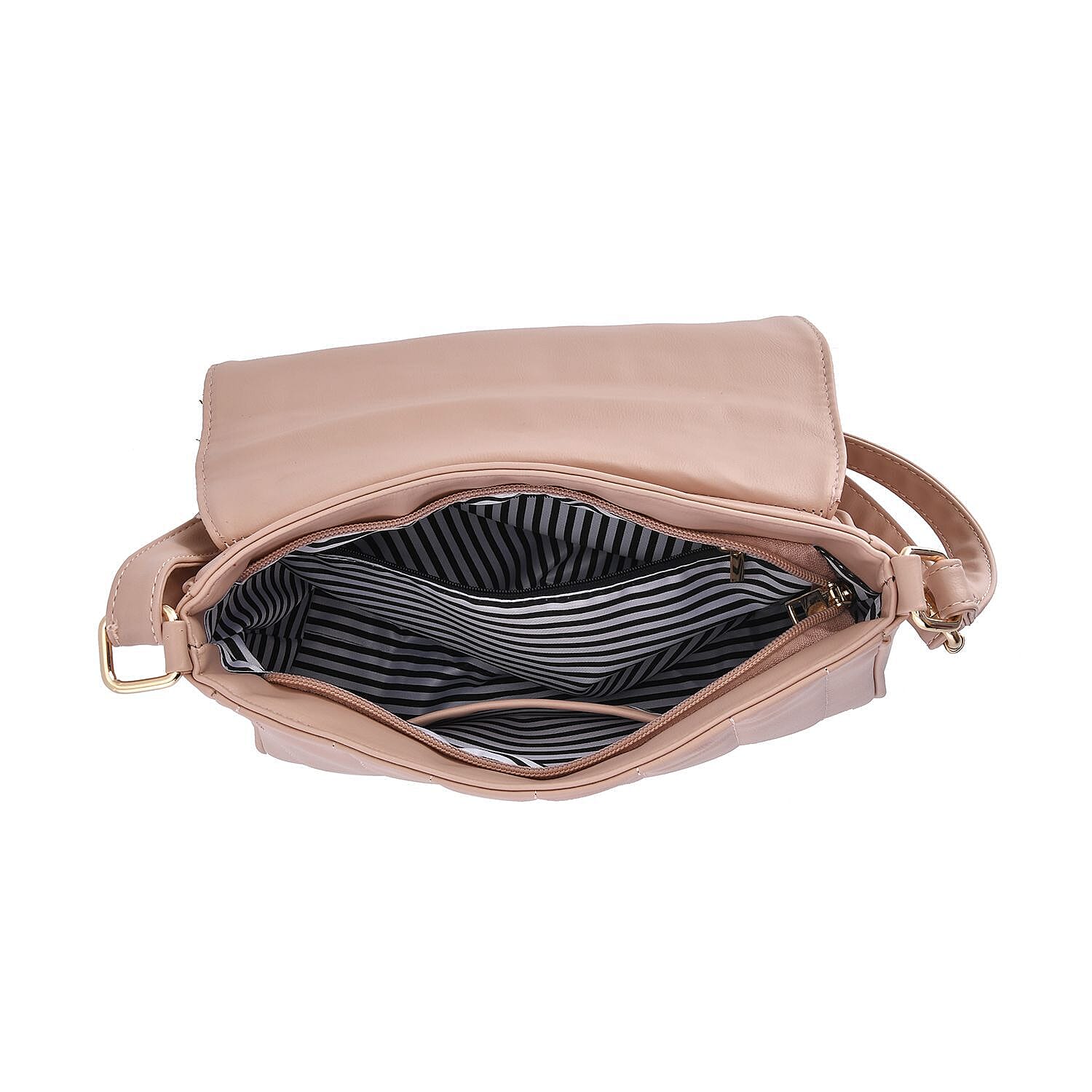 Crossbody Bag with Flap and Top Zip Closure (Size 26x17x8 Cm) - Pink