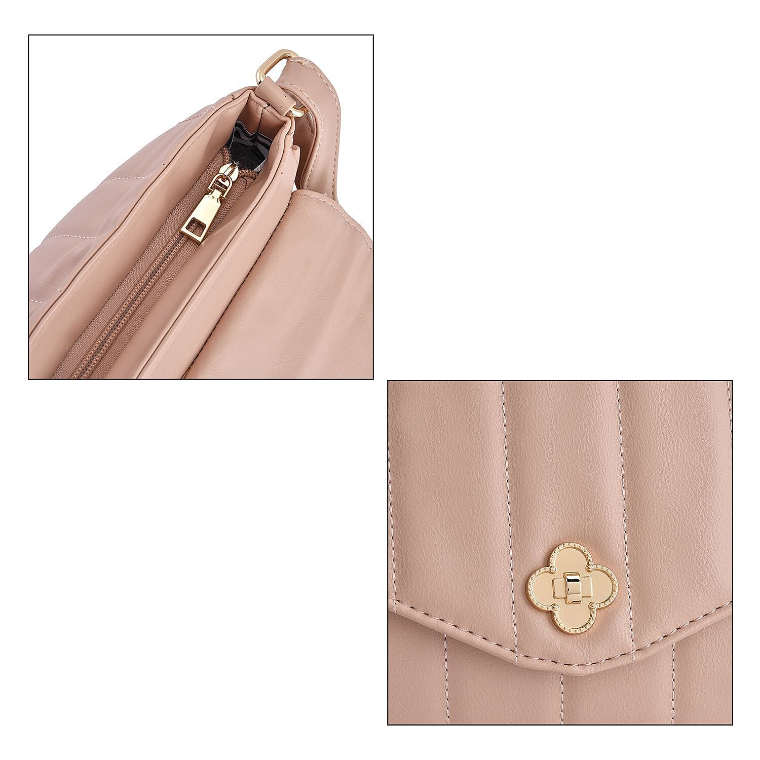 Crossbody Bag with Flap and Top Zip Closure (Size 26x17x8 Cm) - Pink