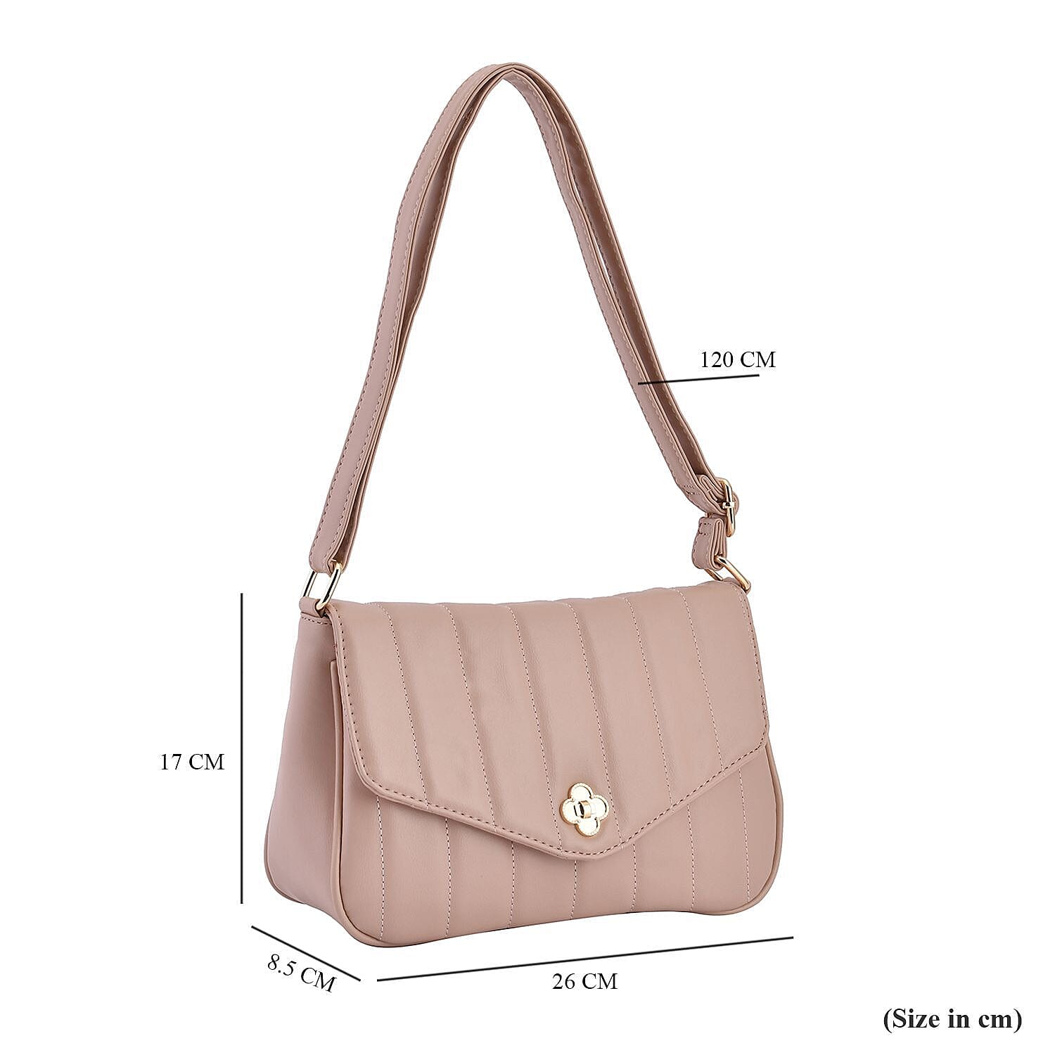Crossbody Bag with Flap and Top Zip Closure (Size 26x17x8 Cm) - Pink