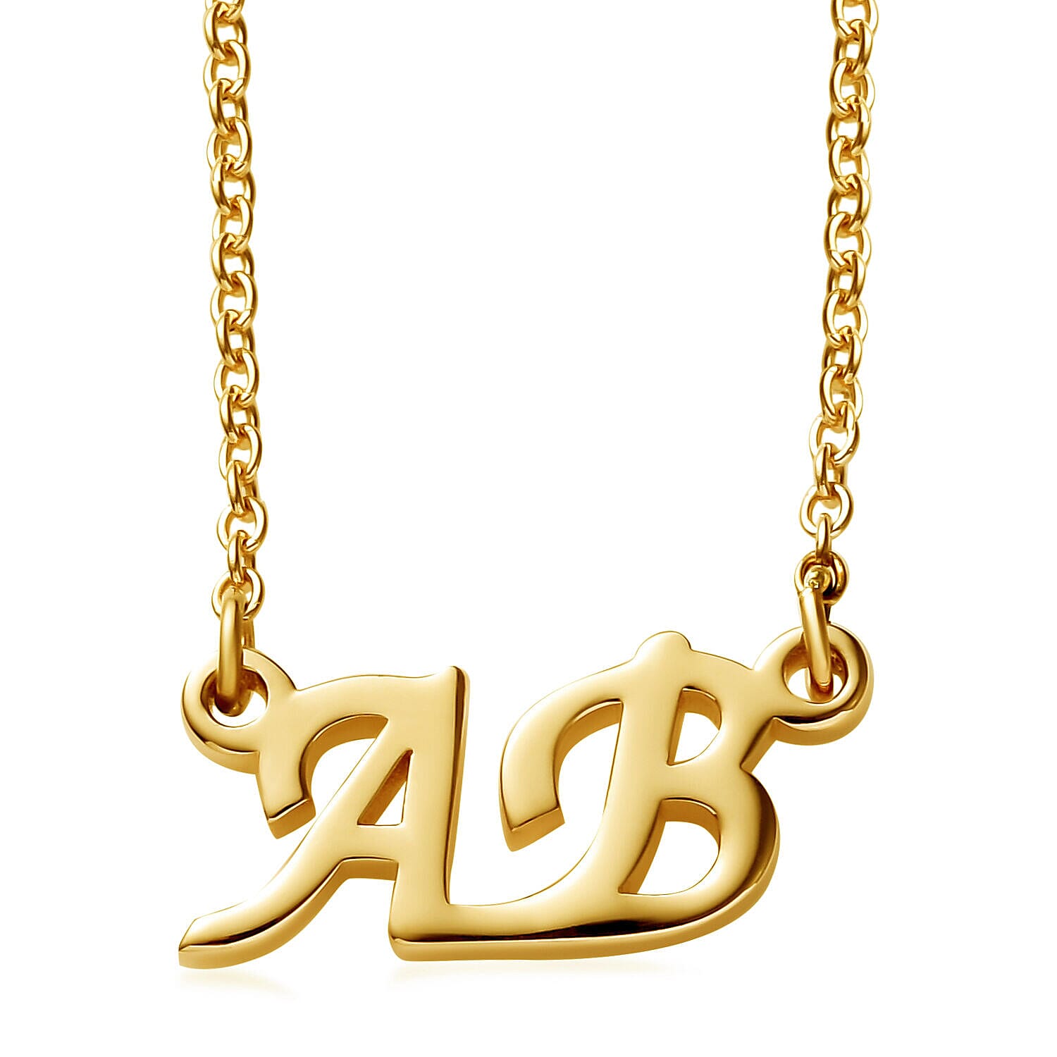 D'Joy 18K Vermeil Yellow Gold Plated Sterling Silver Initail Necklace (Size 20)