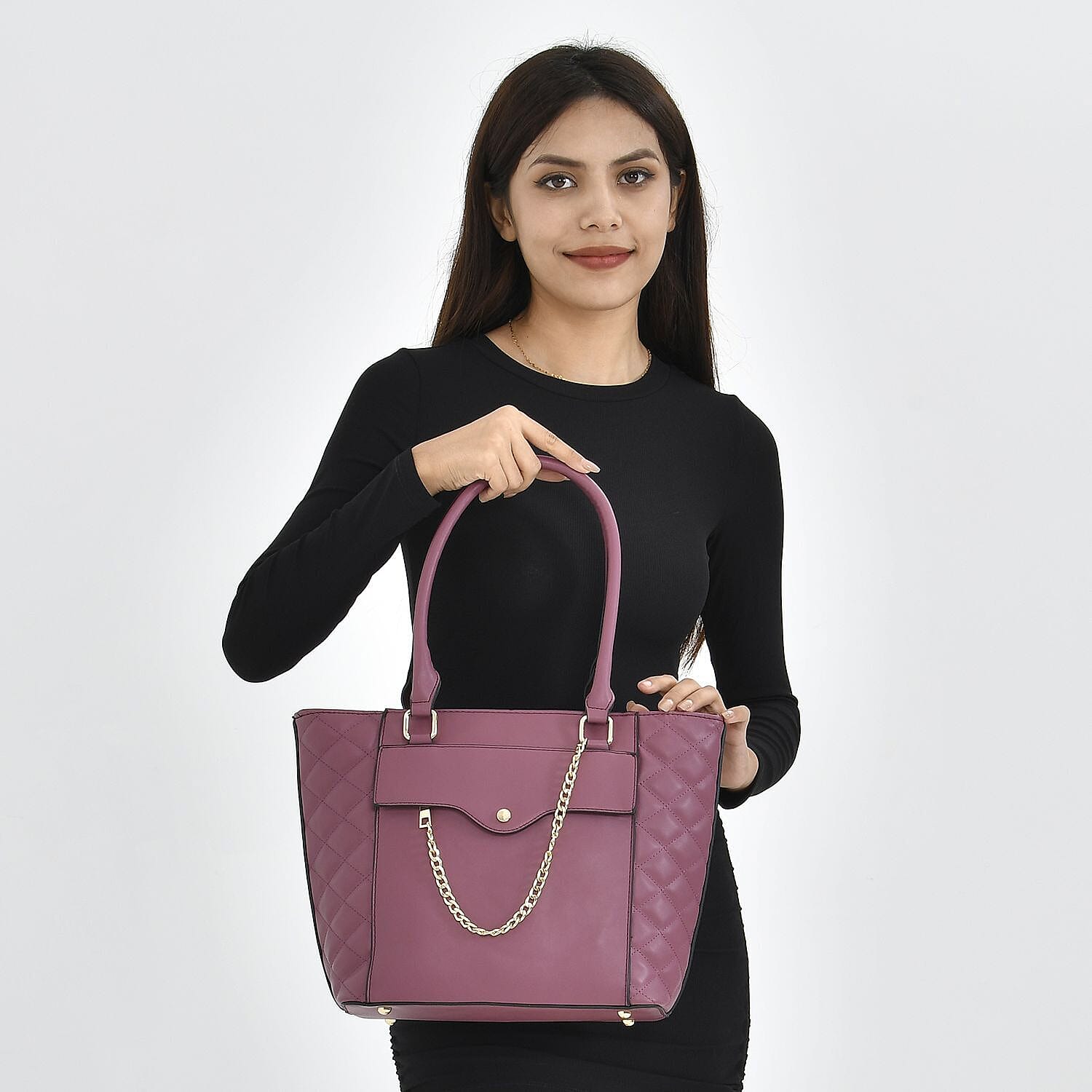 Crossbody Bag with Shoulder Strap (Size 37x27x14 Cm) - Purple