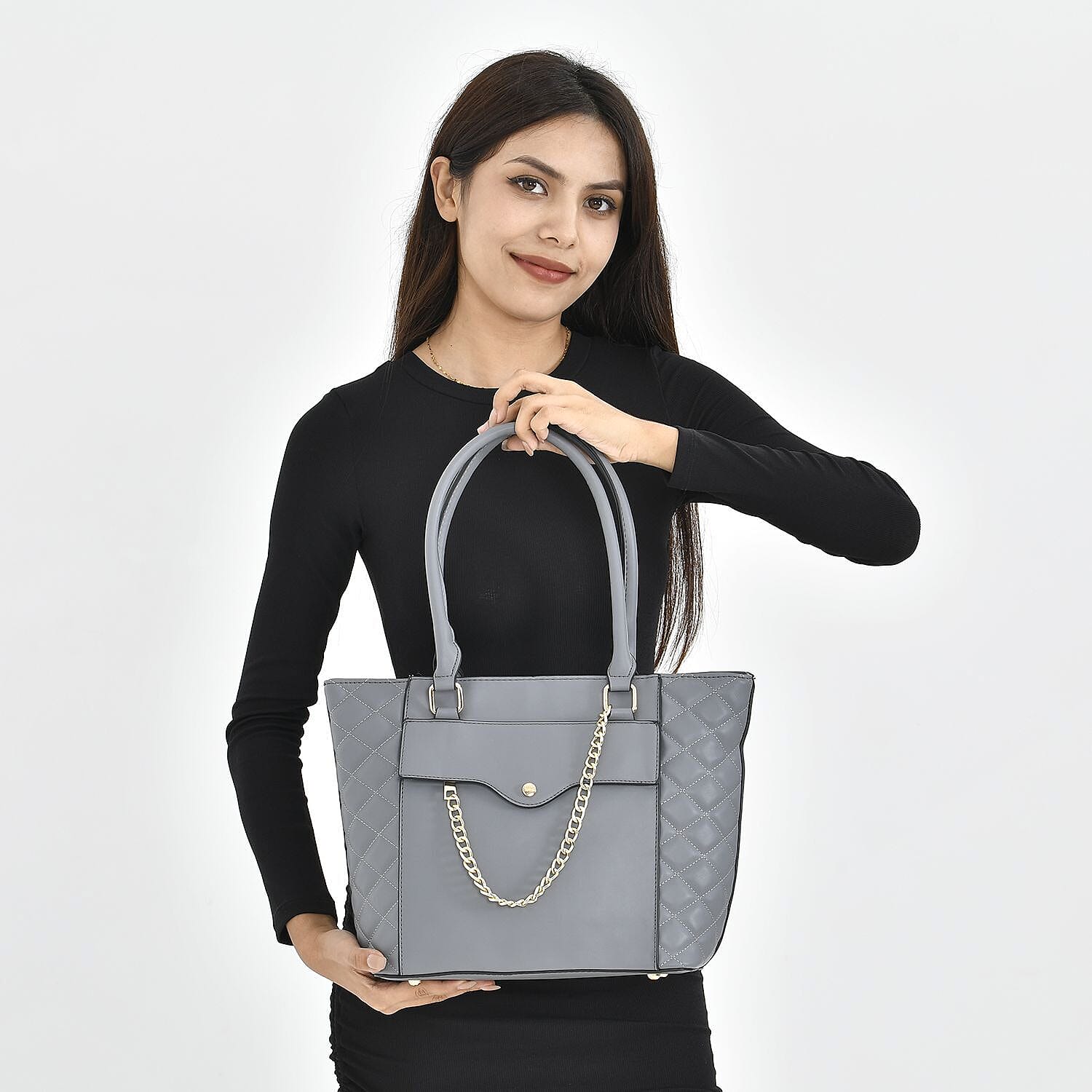 Crossbody Bag with Shoulder Strap (Size 37x27x14 Cm) - Grey