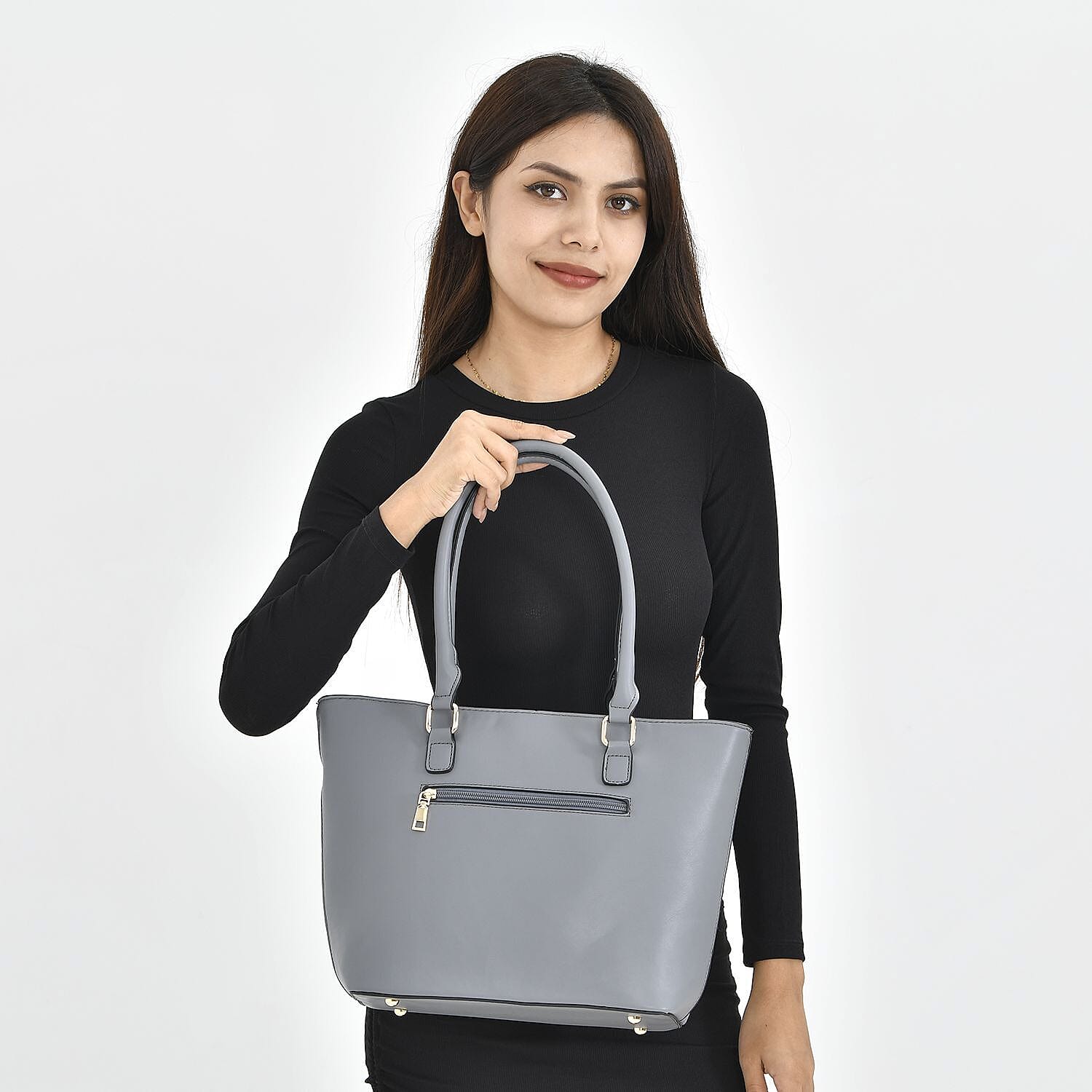 Crossbody Bag with Shoulder Strap (Size 37x27x14 Cm) - Grey