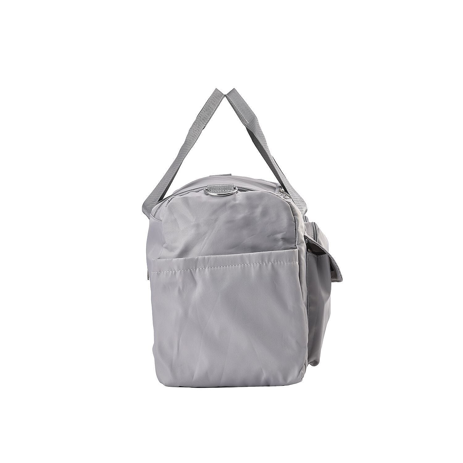 Large Holdall Bag with Shoulder Strap and Handle Drop - Grey