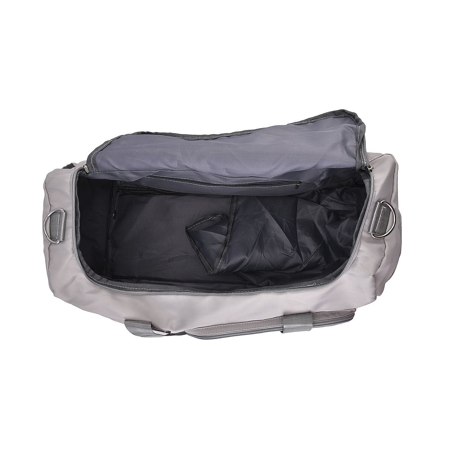 Large Holdall Bag with Shoulder Strap and Handle Drop - Grey