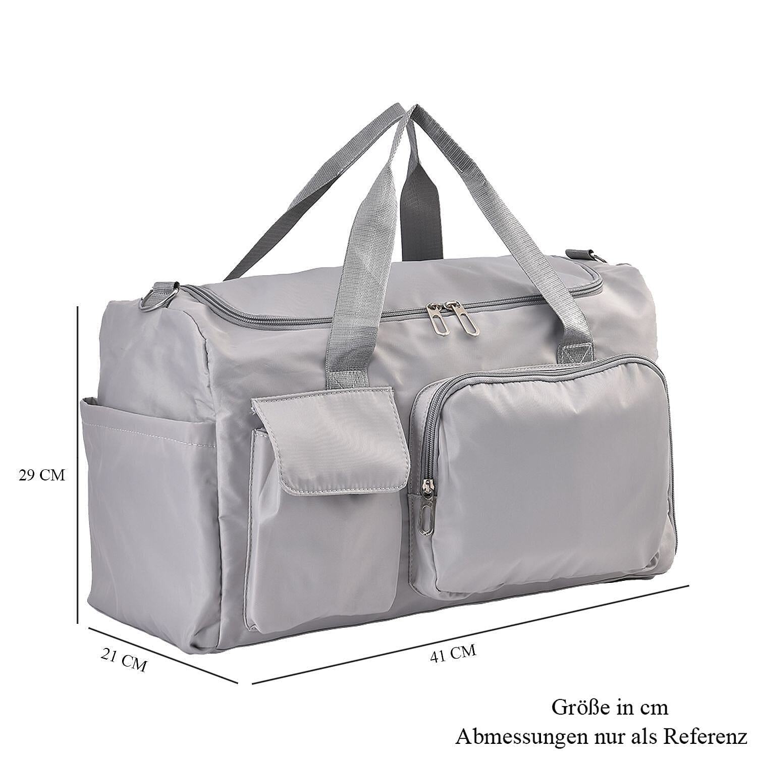 Large Holdall Bag with Shoulder Strap and Handle Drop - Grey