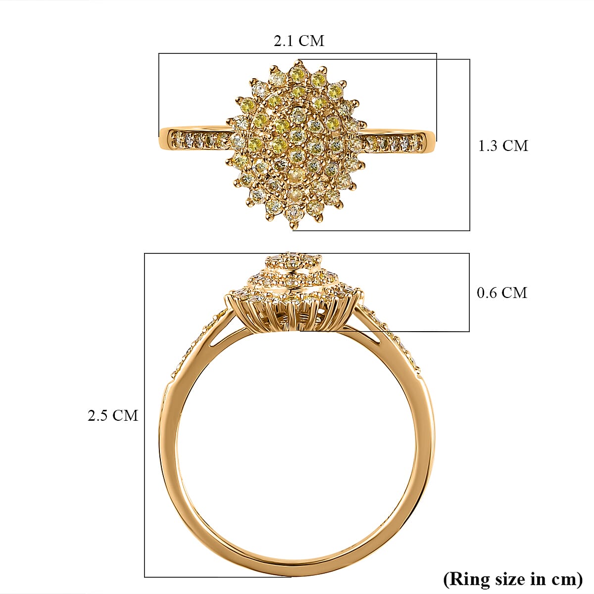 14K Yellow Gold SGL Certified Natural Yellow Diamond (SI-I1) Ring 0.50 Ct.