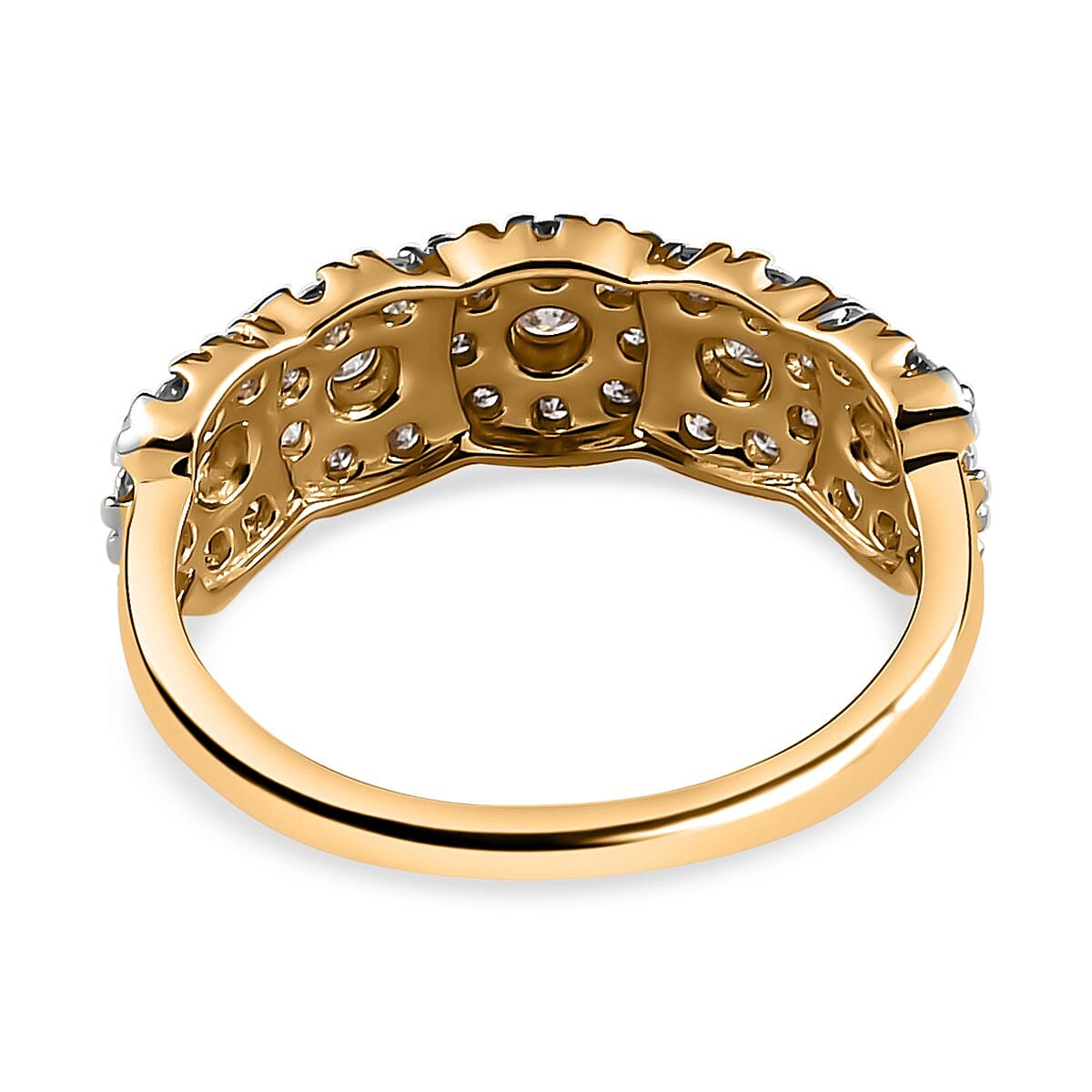 NY Close Out Deal - 14K Yellow Gold Diamond (I1-I2-G-H) Floral Ring 1.00 Ct.